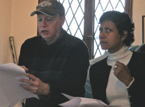 Marc Castle  and Zuleyma Guevara reading a student play