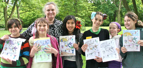 Laurie with the All Girls Literature Group in Inwood, 2009-2010